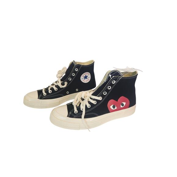 NIB Converse x COMME des GARCONS PLAY Chuck 70 Hi-Top Black Red 8.5 - Picture 4 of 10